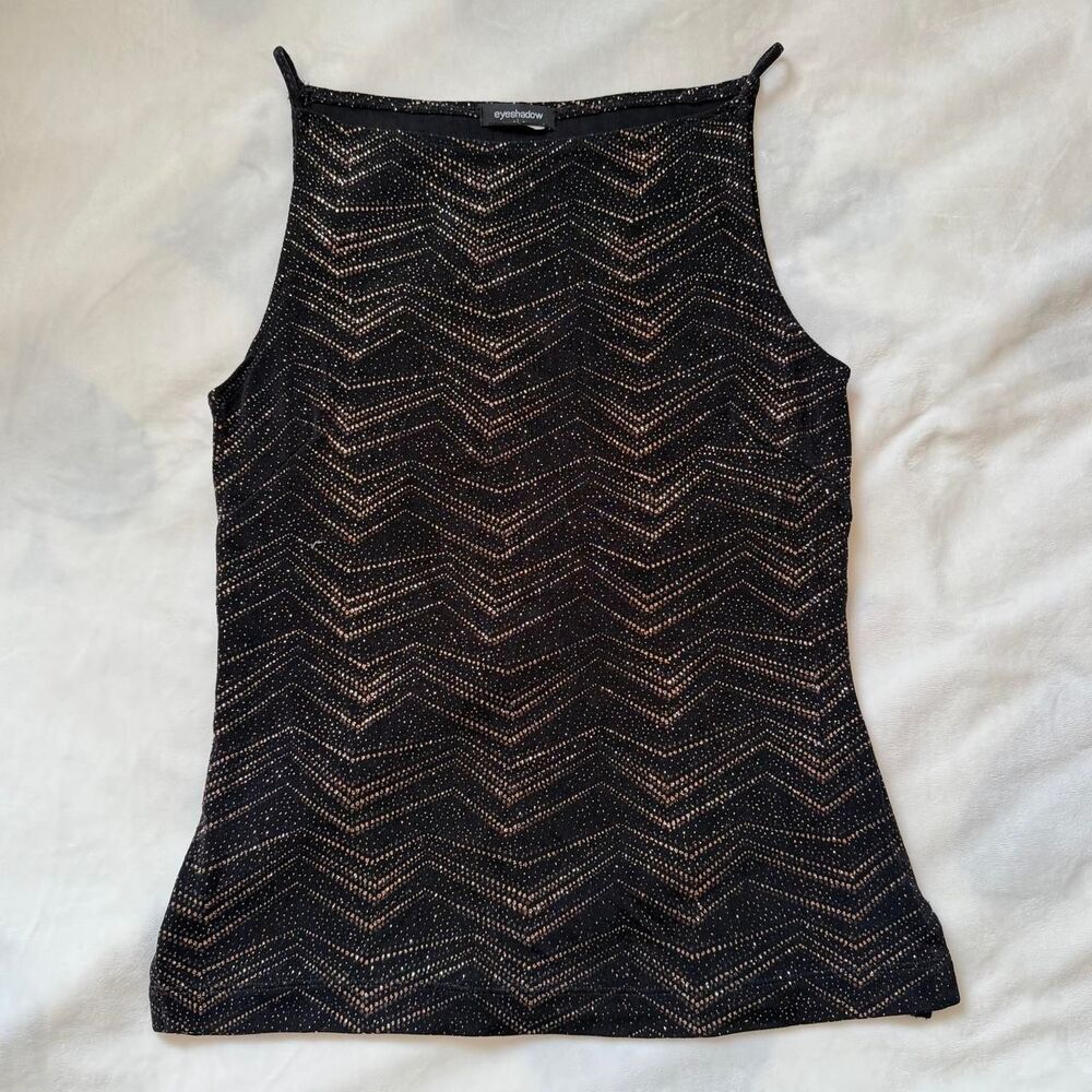 Eyeshadow vintage 90s/y2k indie sleeze glam bling club glitter cami boatneck top